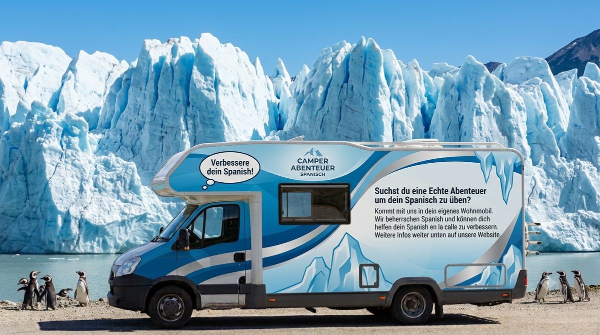CAMPER ABENTEUER — Spanisch-Sprachkurse auf Tour vor dem Perito-Moreno-Gletscher